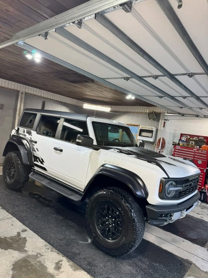 A white Ford Bronco Raptor after detailing